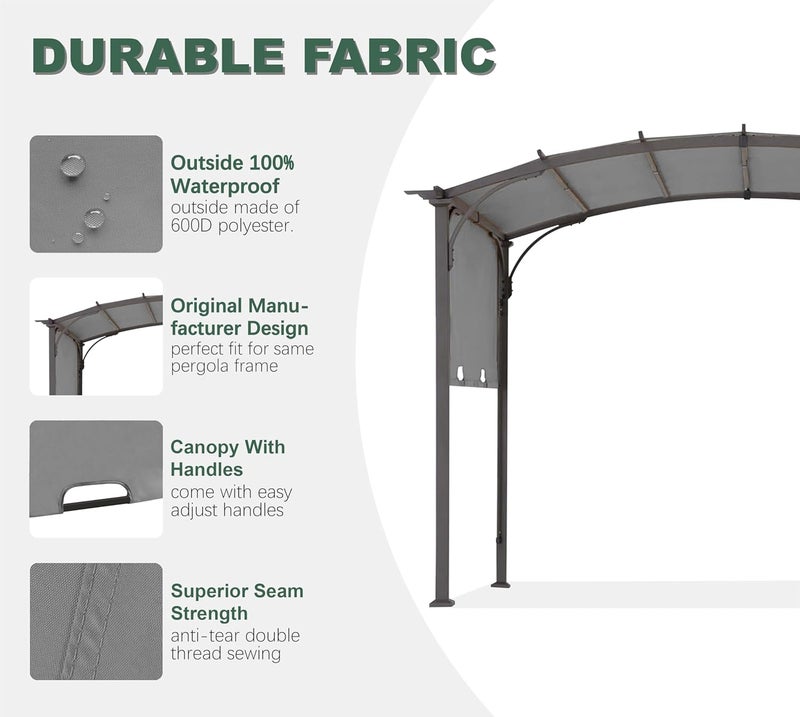 SCOMANAGE 85''x 208'' Universal Doubleton Steel Pergola Replacement Cover for Pergola L-PG080PST, (Gray) - Image 3